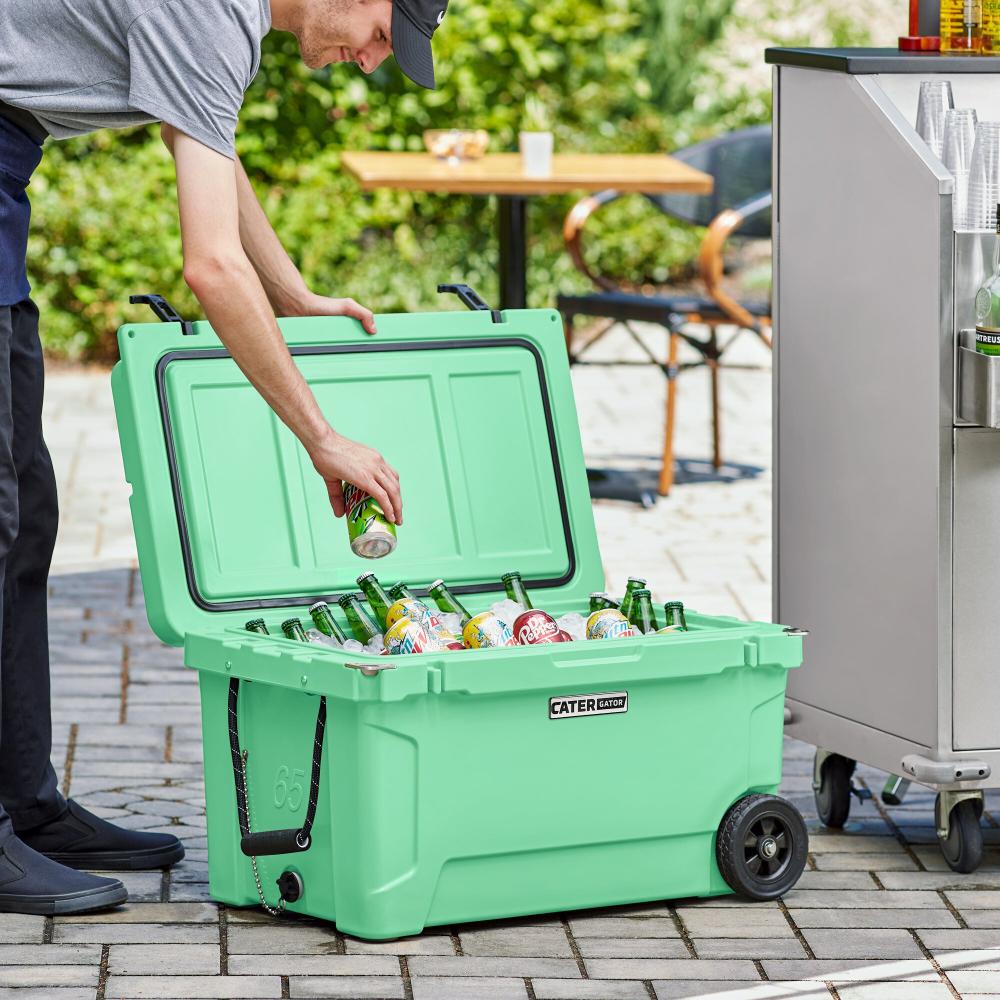 65 Qt. Mobile Rotomolded Outdoor Cooler Ice Chest - SEAFOAM