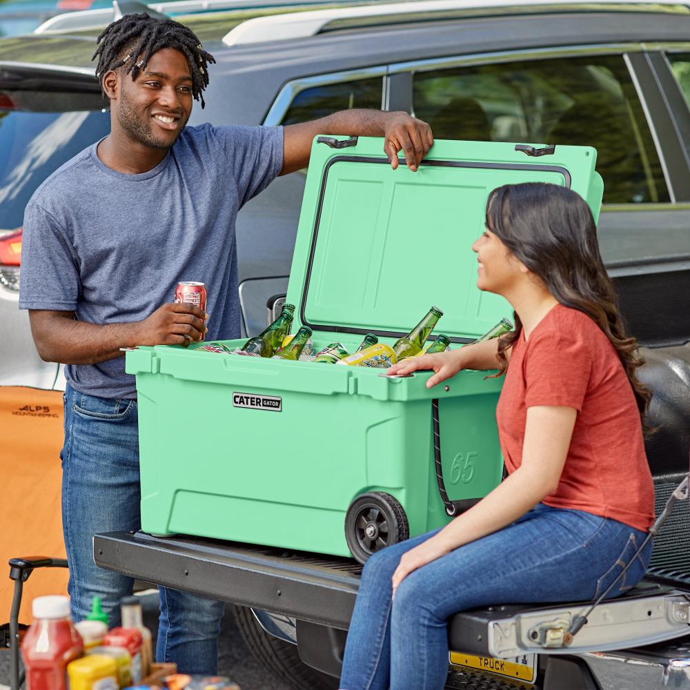 65 Qt. Mobile Rotomolded Outdoor Cooler Ice Chest - SEAFOAM