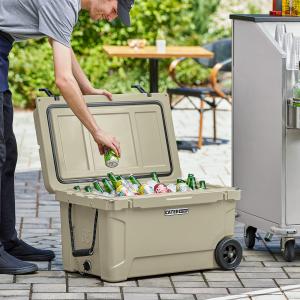 CaterGator 65 Qt. Mobile Rotomolded Outdoor Cooler Ice Chest - TAN