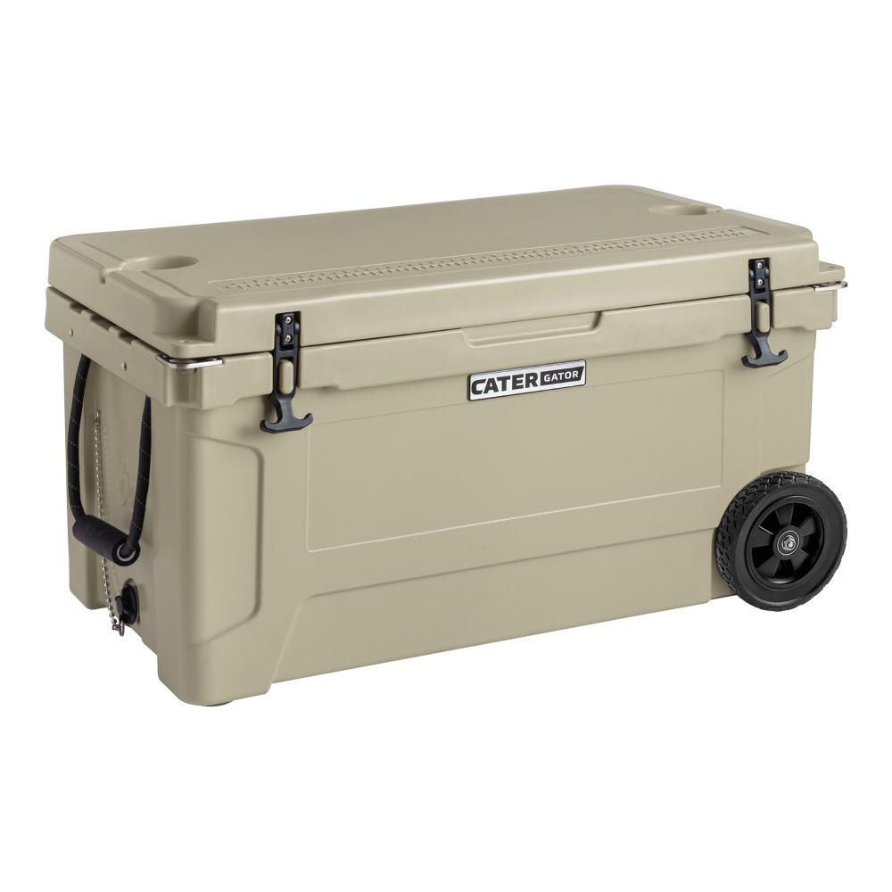 CaterGator 65 Qt. Mobile Rotomolded Outdoor Cooler Ice Chest - TAN