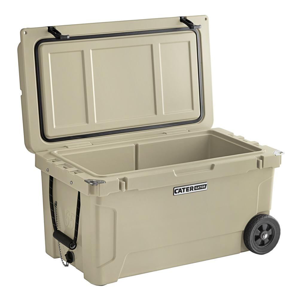 CaterGator 65 Qt. Mobile Rotomolded Outdoor Cooler Ice Chest - TAN