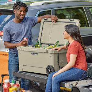 CaterGator 65 Qt. Mobile Rotomolded Outdoor Cooler Ice Chest - TAN
