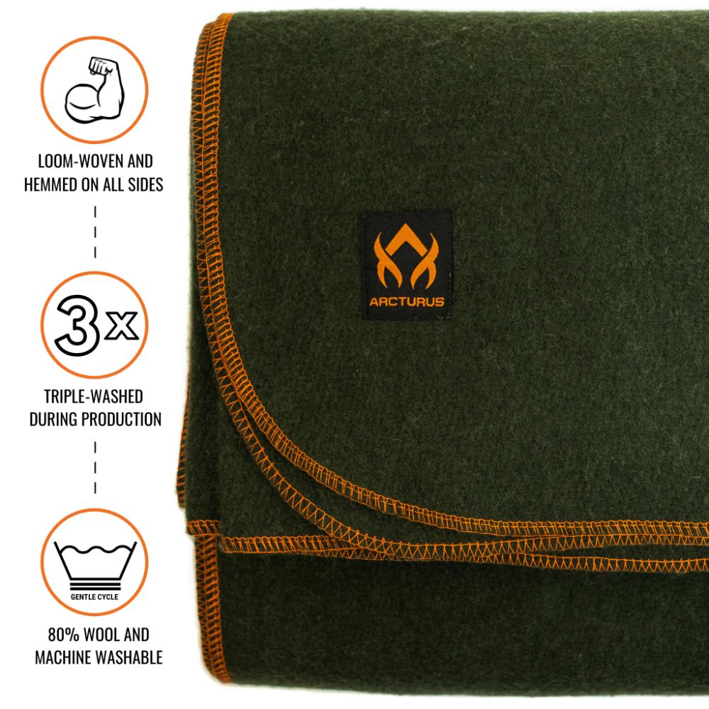 Military Wool Blanket - Olive Green