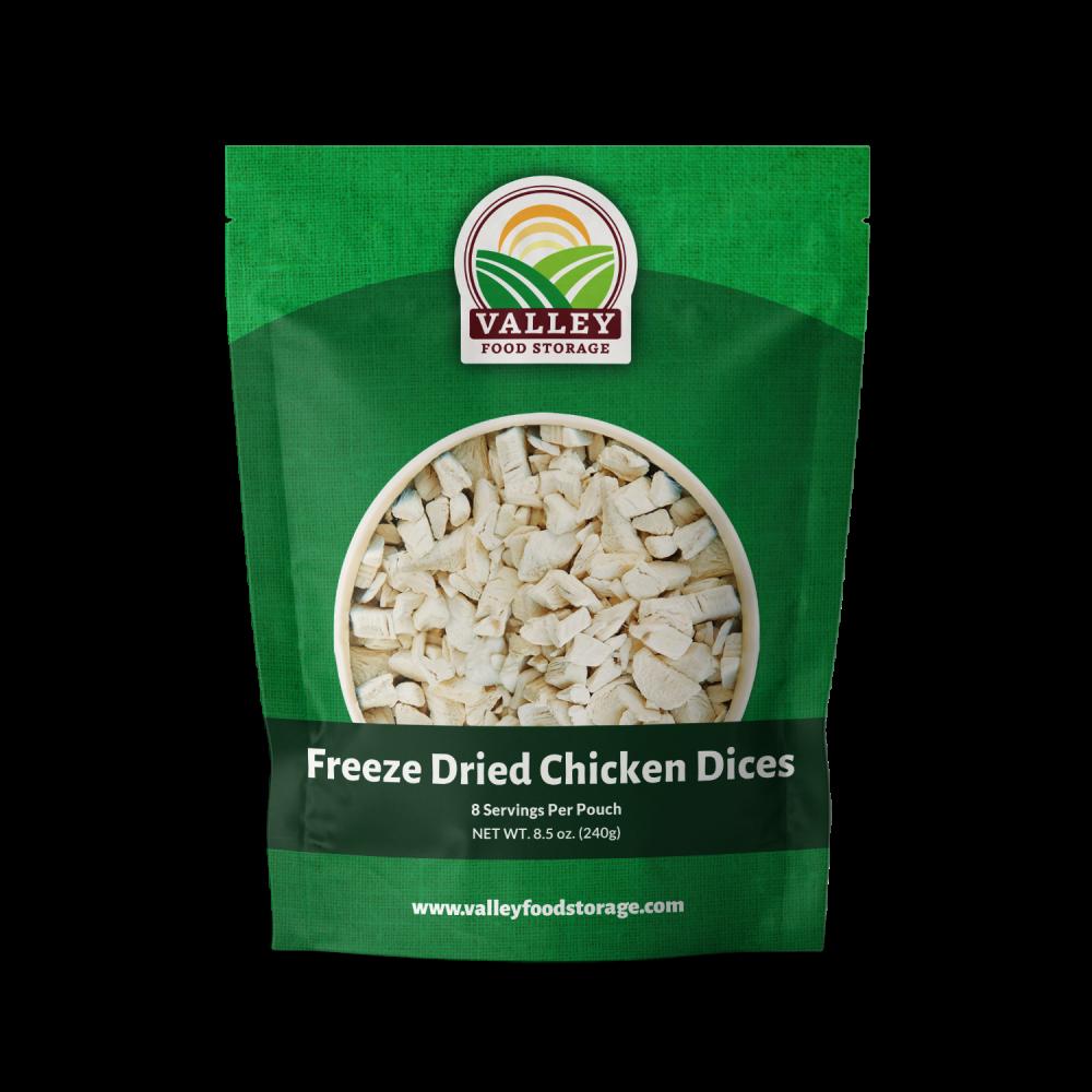Chicken Dices - 10 Pouch Plus Bucket, Freeze-Dried, long-term and great for camping or emergency food!