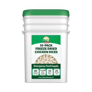 Chicken Dices - 10 Pouch Plus Bucket, Freeze-Dried, long-term and great for camping or emergency food!