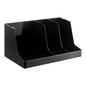 Choice Black 3-Section Countertop Cup, Lid and Napkin Organizer
