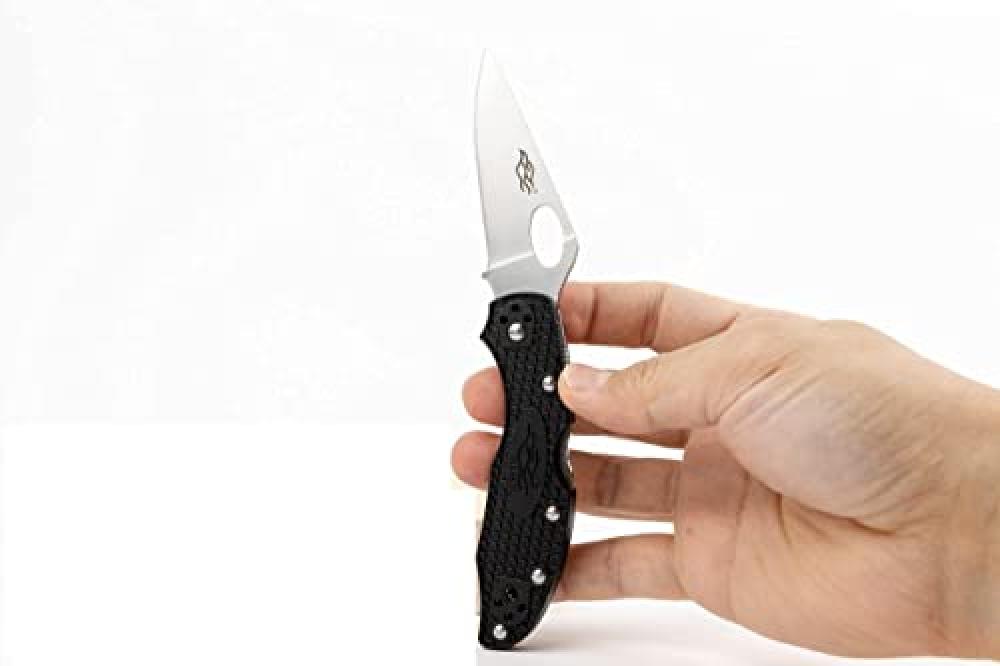 Pocket Folding Knife Nylon Glass Fiber Anti-Slip Handle 440C Stainless Steel Blade Tactical Knife - Black