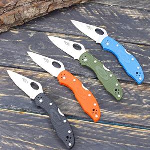 Pocket Folding Knife Nylon Glass Fiber Anti-Slip Handle 440C Stainless Steel Blade Tactical Knife - Black