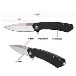 Pocket Folding Knife G10 Handle D2 Steel Hunting Fishing Camping Outdoor EDC Tool - Black