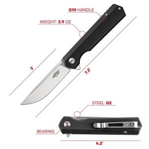 Pocket Folding Knife G10 Handle D2 Steel Hunting Camping Outdoor EDC Knife - Gray
