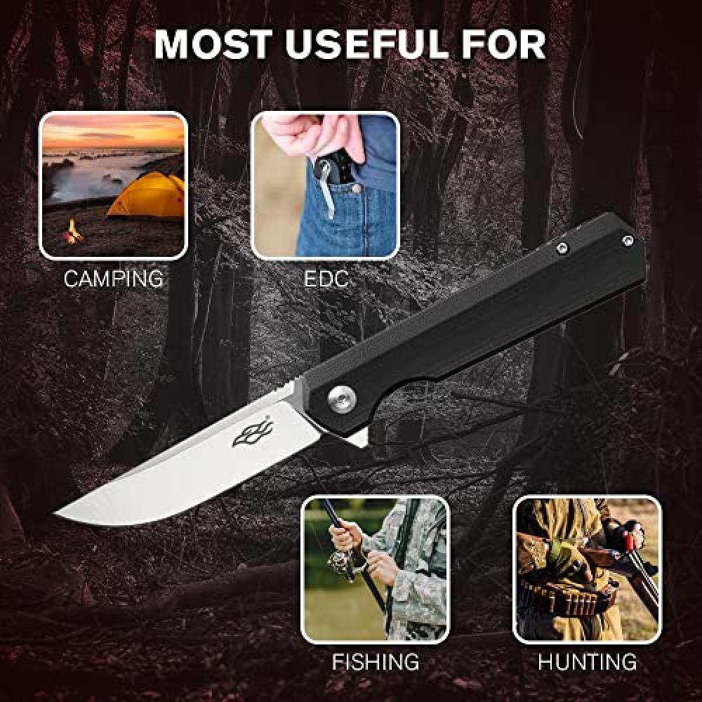Pocket Folding Knife G10 Handle D2 Steel Hunting Camping Outdoor EDC Knife - Gray
