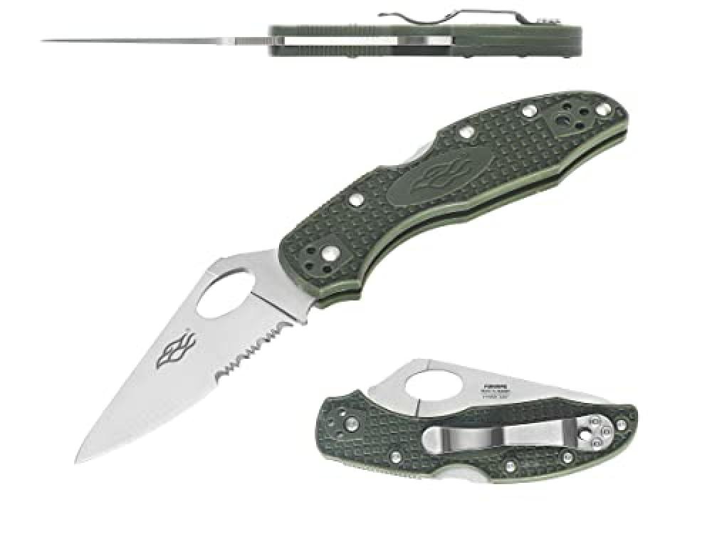 Pocket Folding Knife Nylon Glass Fiber Anti-Slip Handle 440C Stainless Steel Serrated Blade Outdoor EDC Knife - Black