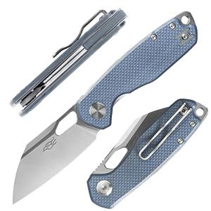 Pocket Folding Knife Wharncliffe D2 Steel Blade G10 Anti-Slip Handle with Clip Camping Hunting Fishing Folder Outdoor EDC Knife (Gray)