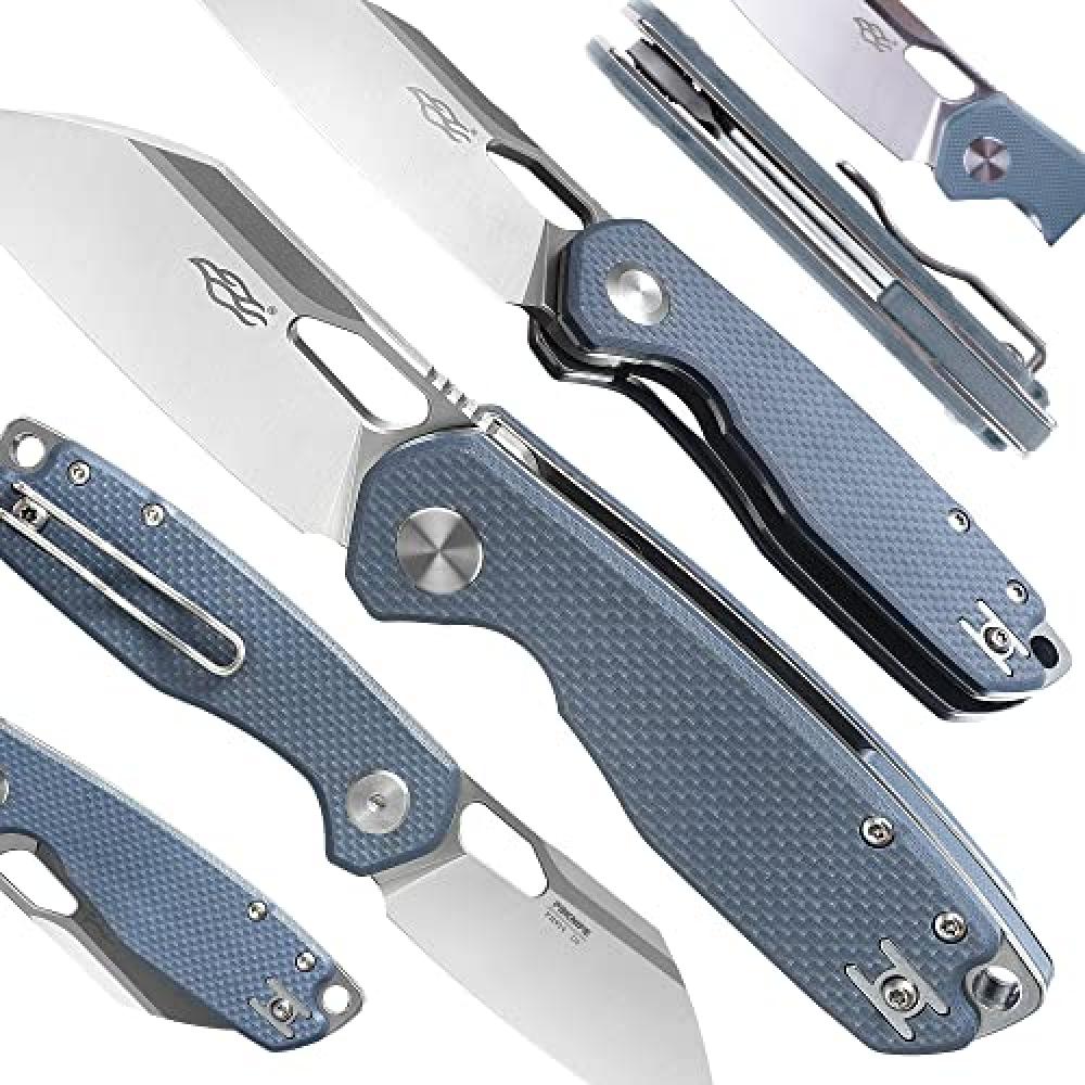 Pocket Folding Knife Wharncliffe D2 Steel Blade G10 Anti-Slip Handle with Clip Camping Hunting Fishing Folder Outdoor EDC Knife (Gray)