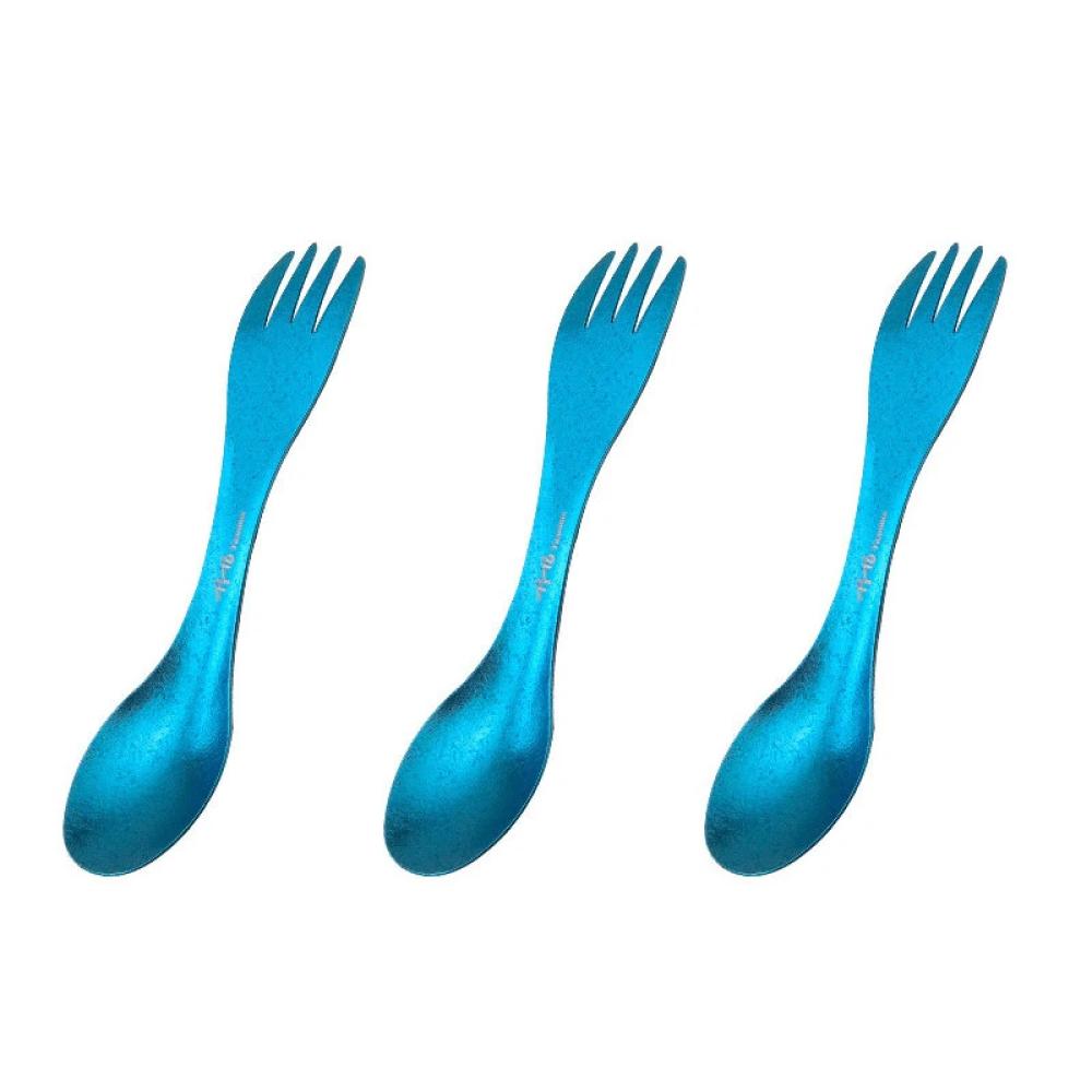 TiTo Portable Titanium Outdoor Camping Spoon Accessories Picnic Hiking Travel Tableware 2 in 1 Ultralight Kitchenware