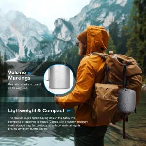 Astrolux® Ti-M1 Titanium Mug Titanium Pot Lightweight Camping Pot Titanium Cup Titanium Backpacking Pot with Portable Foldable Handles for Outdoor Camping Hiking Backpacking