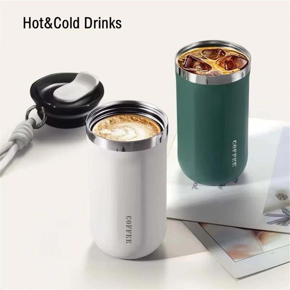 350ml Stainless Steel Insulated Cups Portable Double Wall Vacuum Flask Coffee Mug with Rope Leak-Proof Drinking Water Bottles