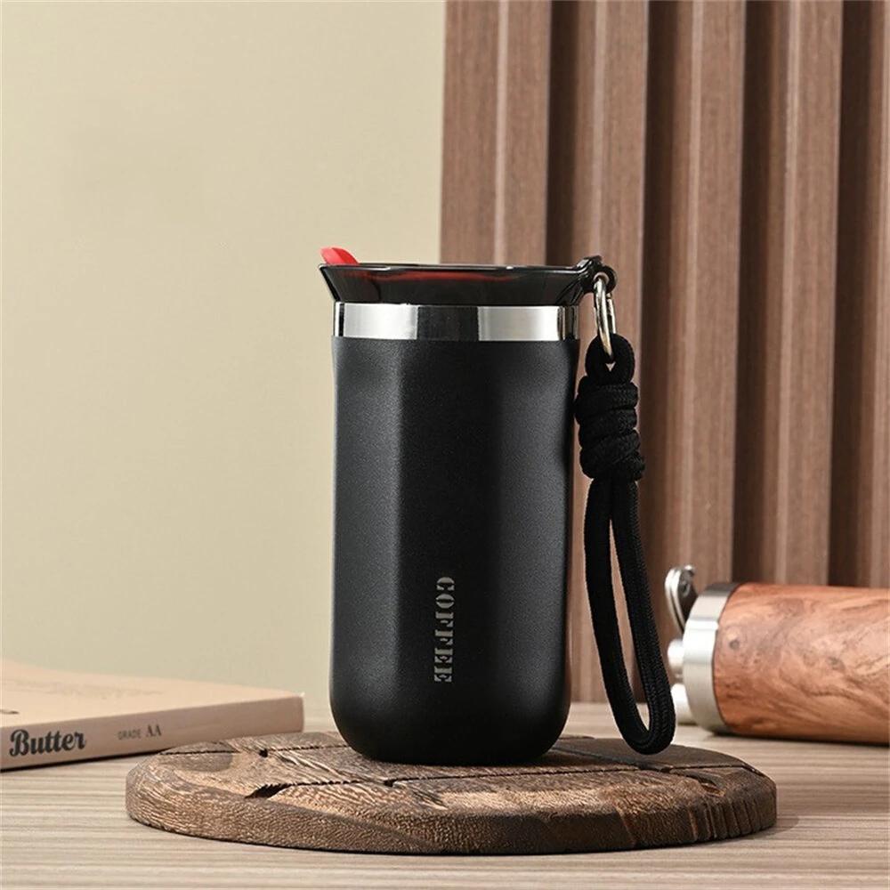 350ml Stainless Steel Insulated Cups Portable Double Wall Vacuum Flask Coffee Mug with Rope Leak-Proof Drinking Water Bottles