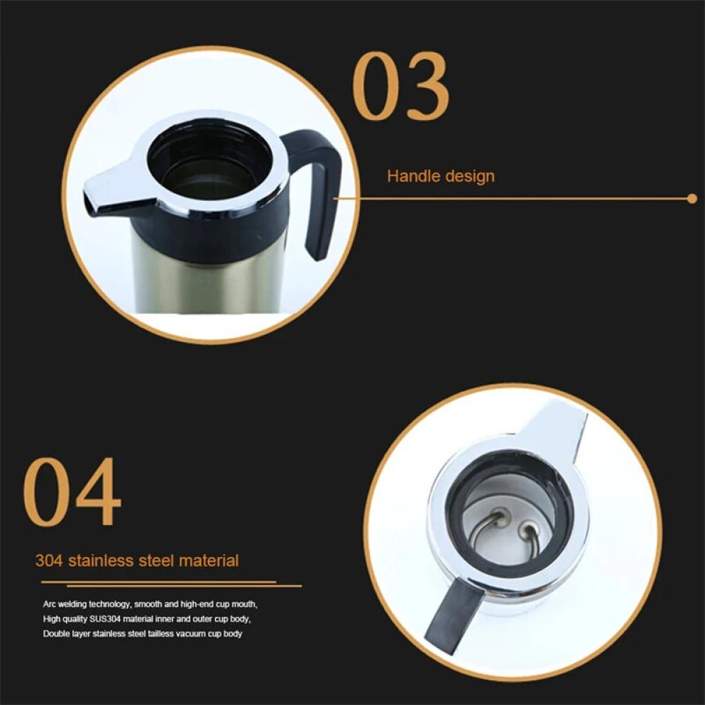 12V Car Truck 1200ml Water Heater Portable Hot Water Kettle Auto Shut-Off Fast Boiling for Travel