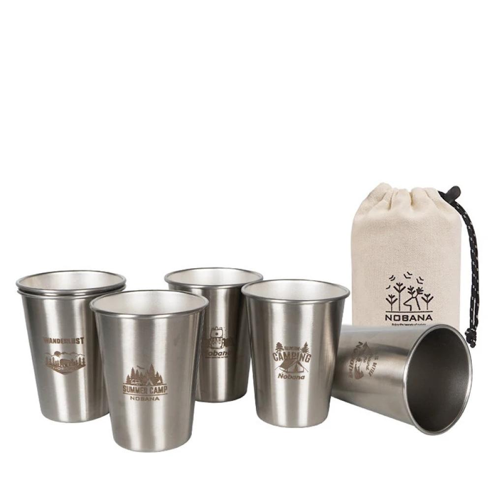 Outdoor 304 Stainless Steel Cup Set Camping Cup 4PC Camping Portable Water Cup Travel Coffee Cup Picnic Barbecue Cup