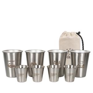 Outdoor 304 Stainless Steel Cup Set Camping Cup 4PC Camping Portable Water Cup Travel Coffee Cup Picnic Barbecue Cup