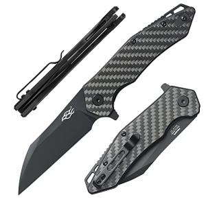 FH31 Folding Pocket Knife D2 Steel Wharncliffe Blade Ergonomic G10 Handle w/Clip Hunting Fishing Flipper Camping Outdoor EDC Knife - All Black