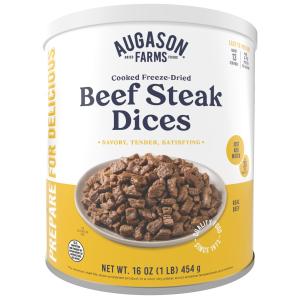 Cooked Freeze Dried Beef Steak Dices Can, 13 Servings
