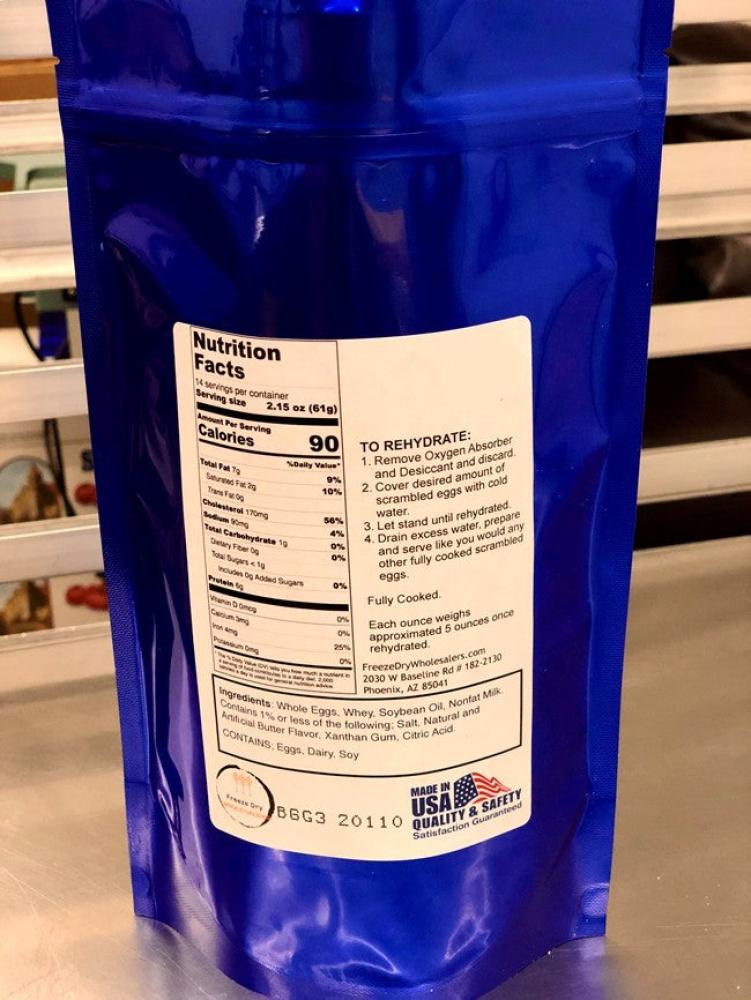 Freeze Dried Fully Cooked Scrambled Eggs