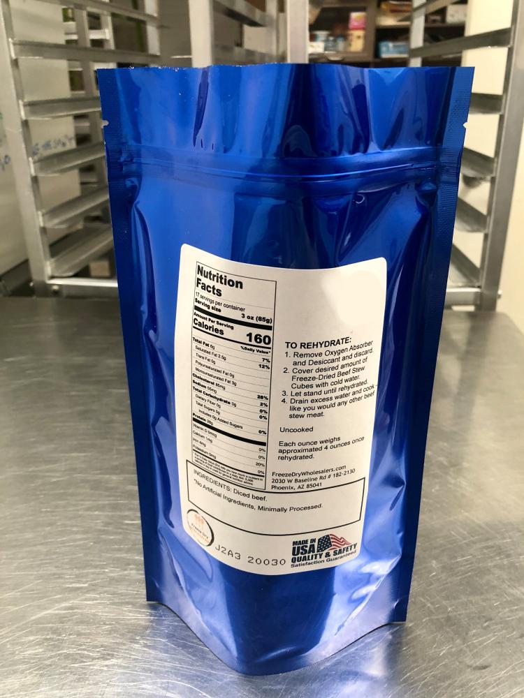 Freeze Dried Uncooked Beef Stew Cubes