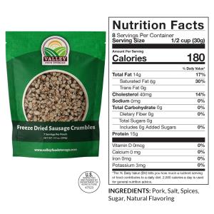 Freeze-Dried Meat, 6 Pouches (2 chicken, 2 sausage, 2 beef)