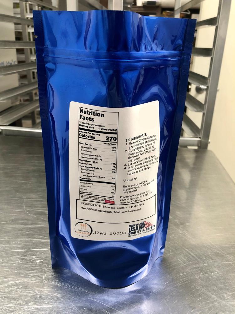 Freeze Dried Boneless Center Cut Uncooked Pork Chops