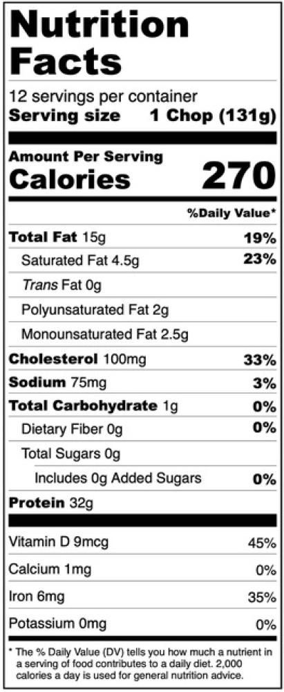 Freeze Dried Boneless Center Cut Uncooked Pork Chops