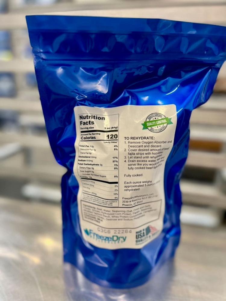 Freeze Dried Fully Cooked Beef Fajita Strips