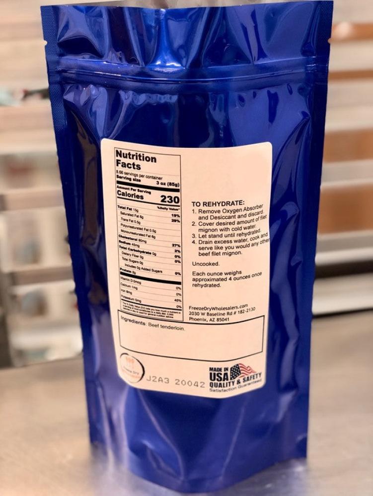 Freeze Dried Uncooked Filet Mignon Steaks