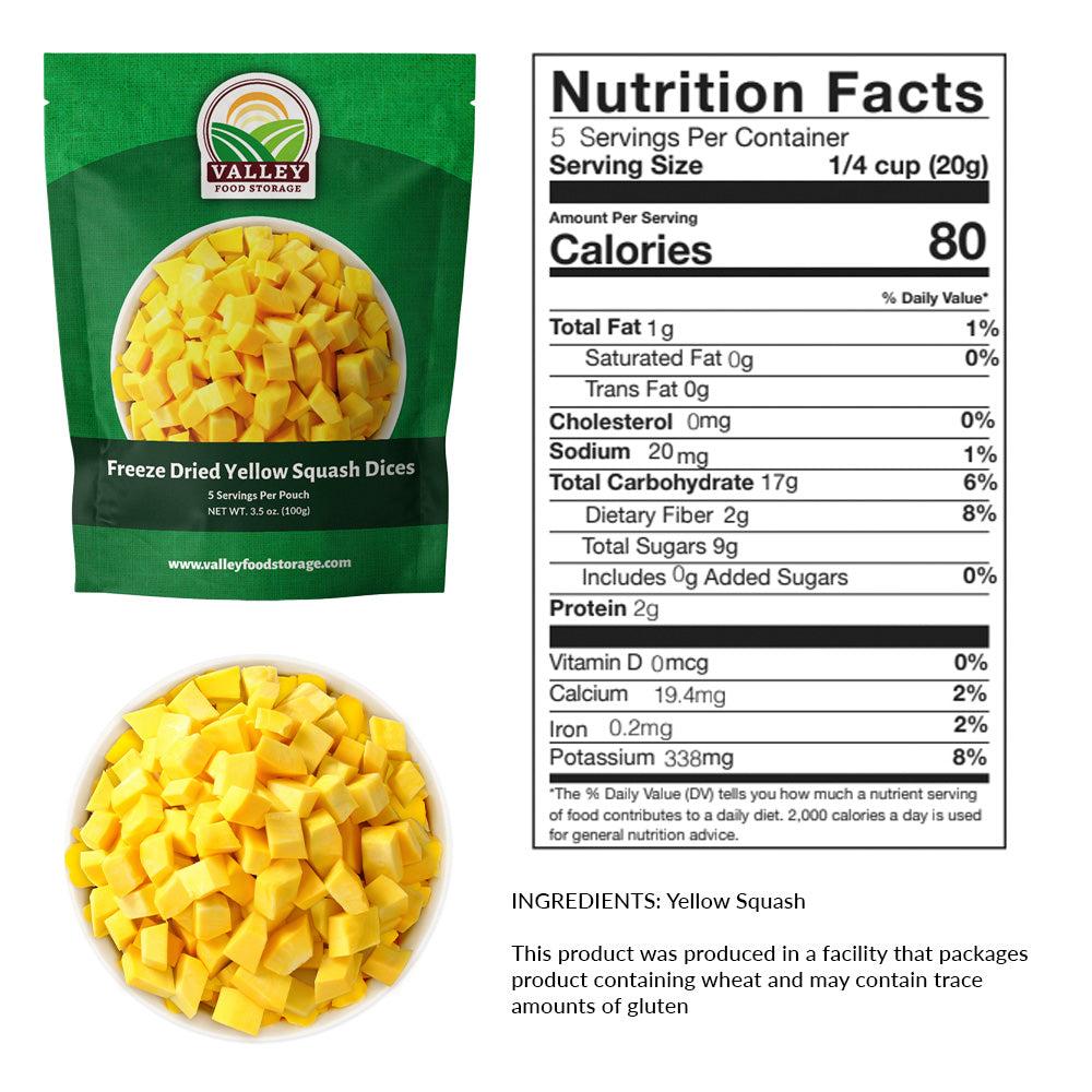 Freeze Dried Yellow Squash Dices - 10 Pack