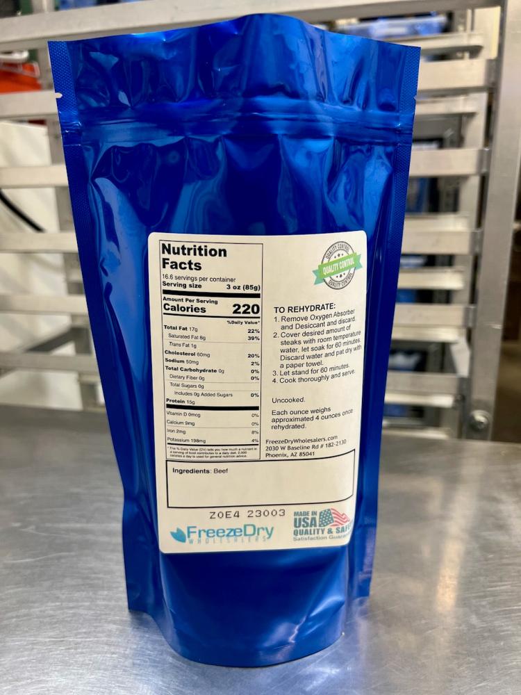 Pre-Sale Freeze Dried Black Angus USDA Prime New York Strip Steaks