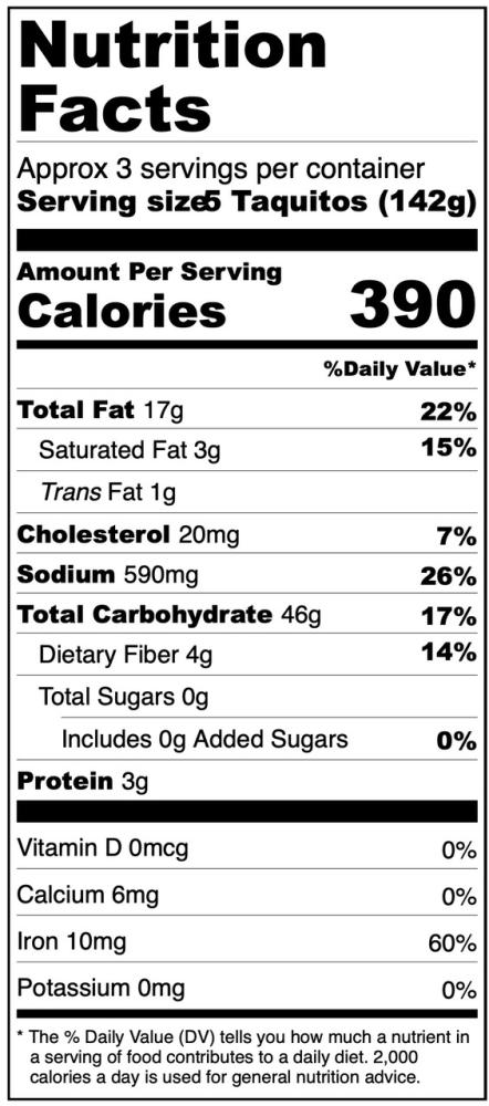 Freeze Dried Fully Cooked Beef Taquitos