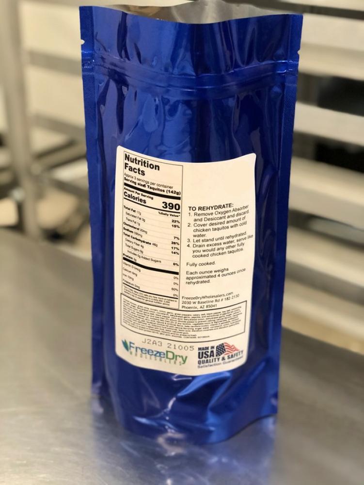 Freeze Dried Fully Cooked Shredded Chicken Taquitos