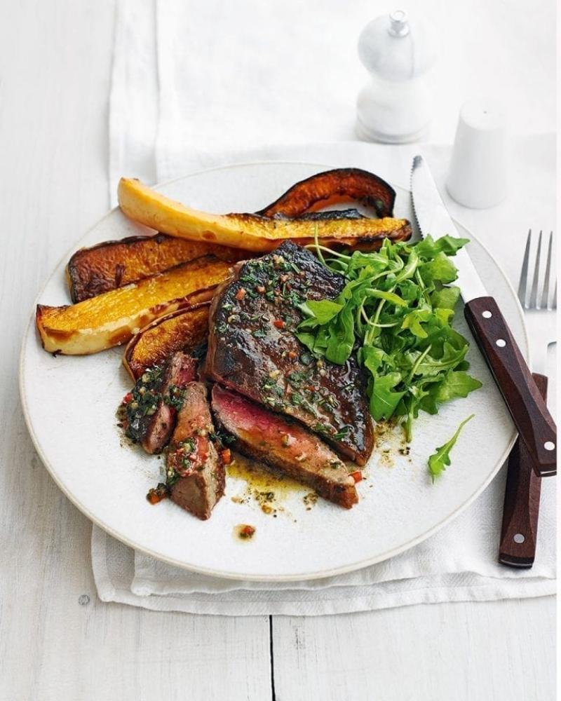 Freeze Dried Sirloin Steak Dinner Bundle/Combo - Four Packs Total; Freeze Dried Sirloin Steaks, Herb and Garlic Roasted Russet Potatoes and Fresh Sliced Yellow Summer Squash with NY Cheesecake for Dessert!