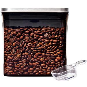 OXO 1.7 Qt. Clear Rectangular Plastic Coffee/Food Container w/POP Lid and Scoop