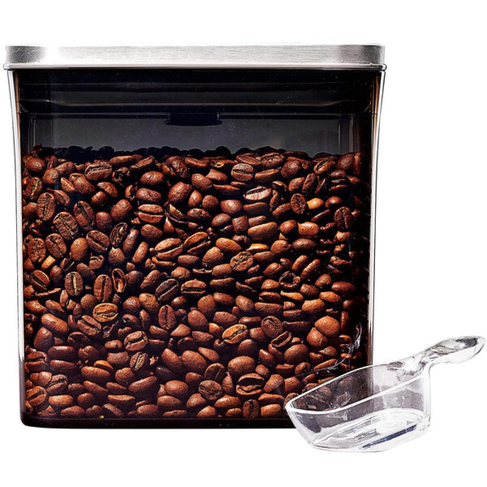 OXO 1.7 Qt. Clear Rectangular Plastic Coffee/Food Container w/POP Lid and Scoop