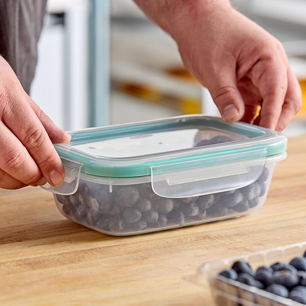 OXO Good Grips Smart Seal 3 Cup Clear Rectangular Polypropylene Container with Leak Proof Snap-On Lid