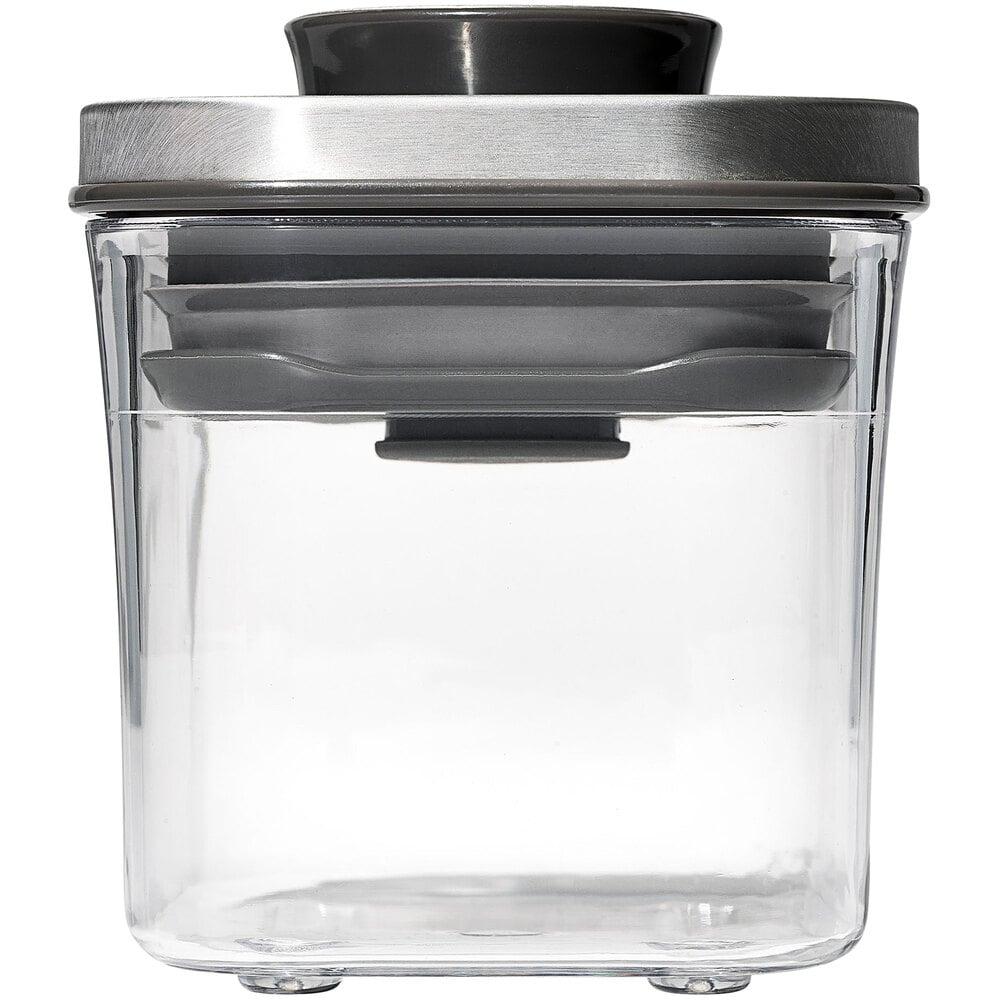 OXO Good Grips 0.2 Qt. Clear Square SAN Plastic Food Storage Container with Stainless Steel POP Lid