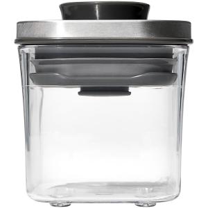 OXO Good Grips 0.2 Qt. Clear Square SAN Plastic Food Storage Container with Stainless Steel POP Lid