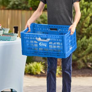 Choice Blue Vented Collapsible Crate - 24" x 16" x 11 3/4"