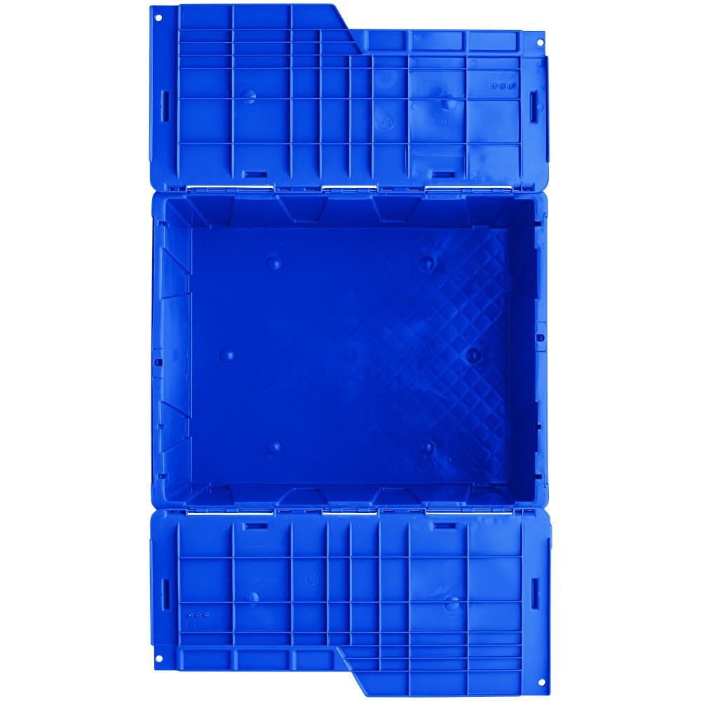Lavex 23 7/8" x 19 5/8" x 12 5/8" Blue Plastic Flip-Lid Shipping / Storage Tote