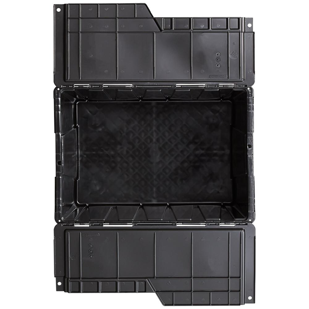 Choice 21 13/16" x 15 3/16" x 17 1/8" Black Stackable Chafer Tote / Storage Box