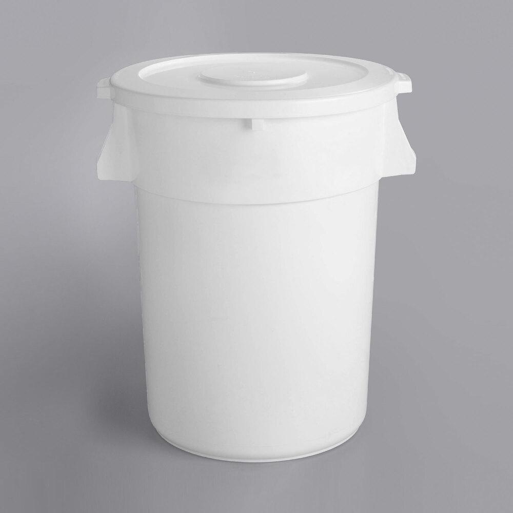 Baker's Mark 44 Gallon / 700 Cup White Round Ingredient Storage Bin with White Snap-On Lid