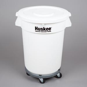 Continental Huskee 32 Gallon / 510 Cup White Round Mobile Ingredient Storage Bin with Flat Top Lid
