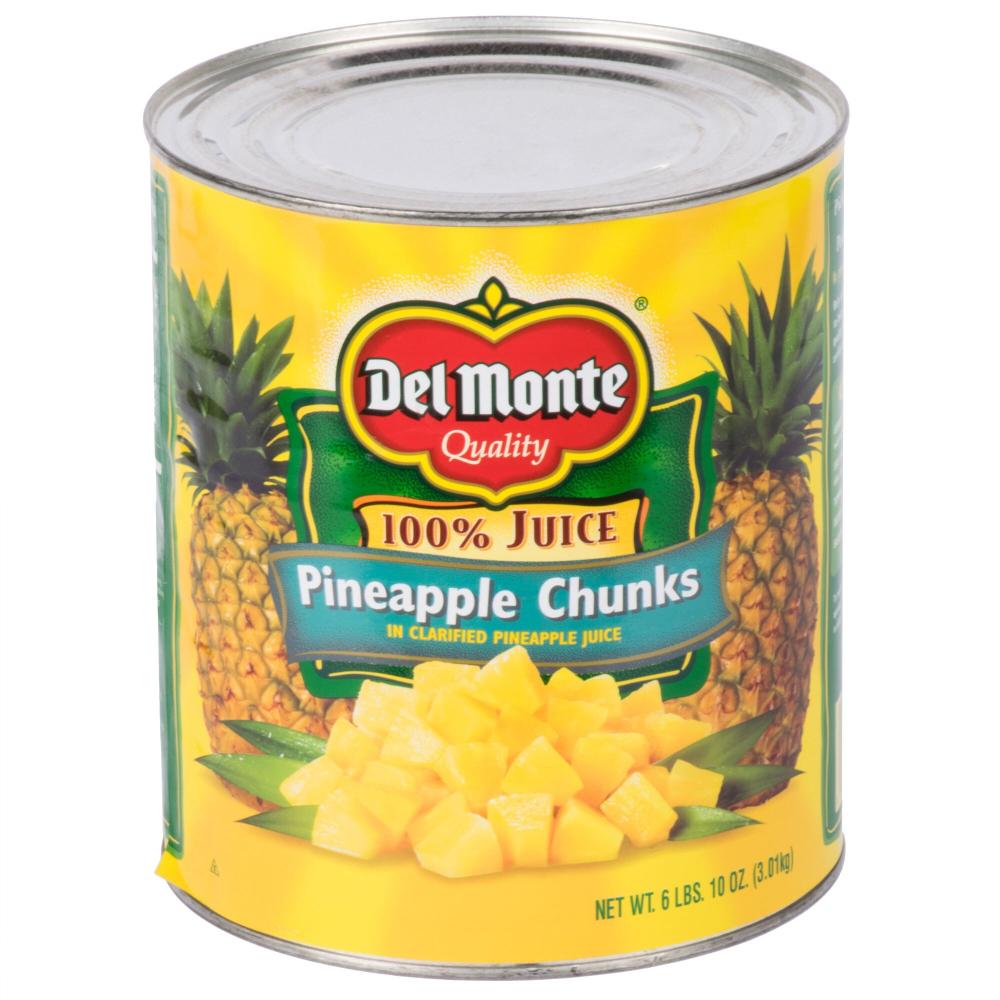 Del Monte #10 Can Pineapple Chunks in Juice - 6/Case